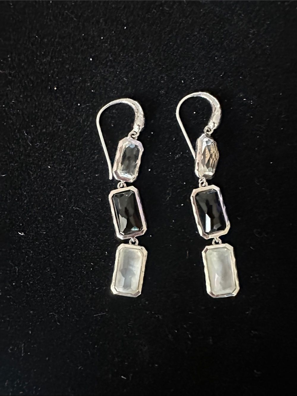 Ippolita Wonderland Brick Black Onyx Crystal 3 Stone Drop Earrings